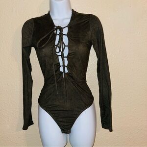 Windsor Olive Lace-Up Bodysuit